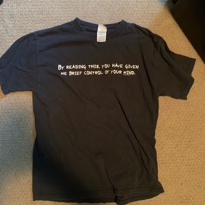 Black tee shirt with writing